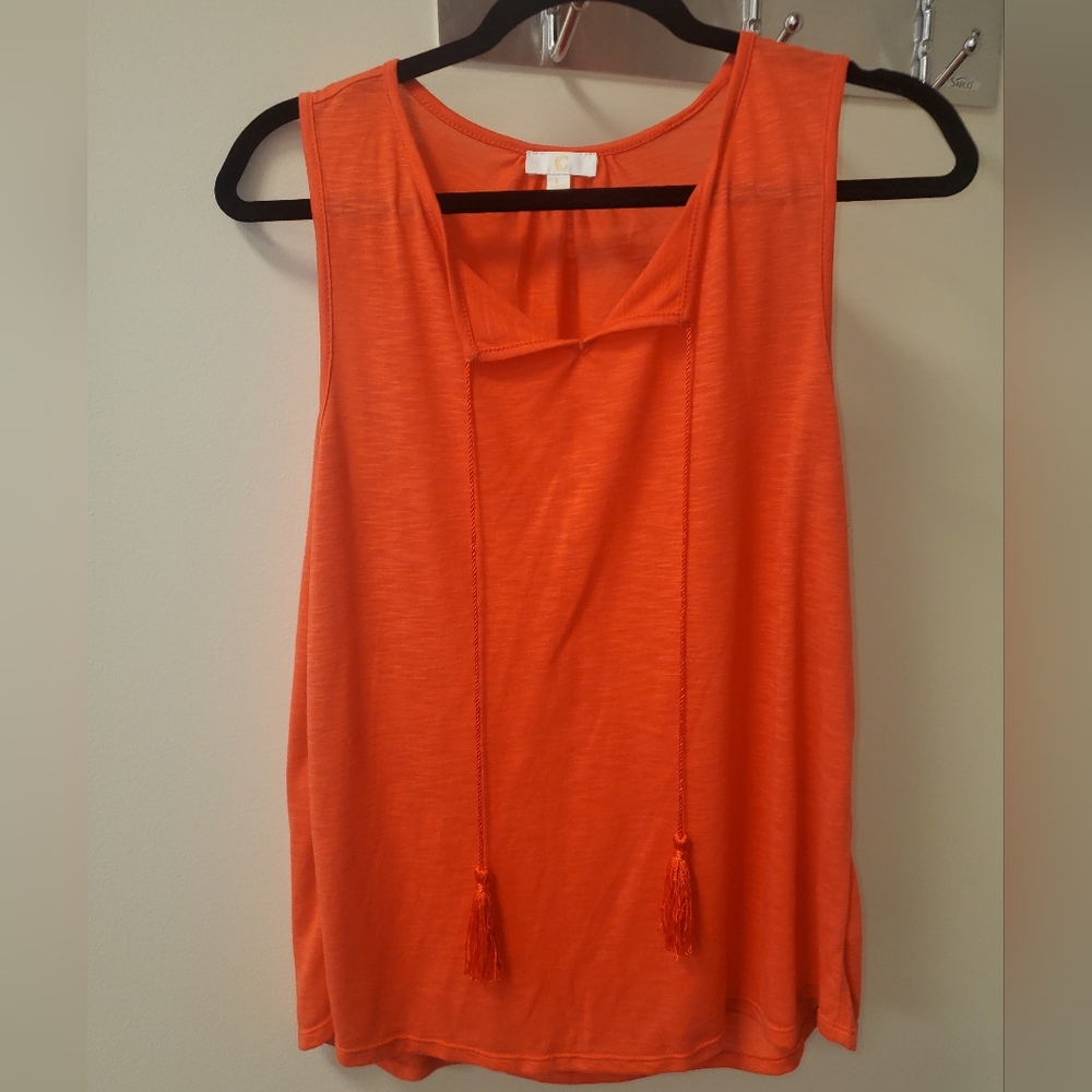Charming Charlie‎ L Coral Tank W/Tassel Tie Detail